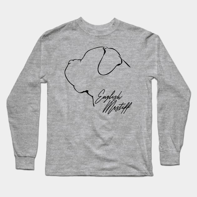 Proud English Mastiff profile dog lover Long Sleeve T-Shirt by wilsigns